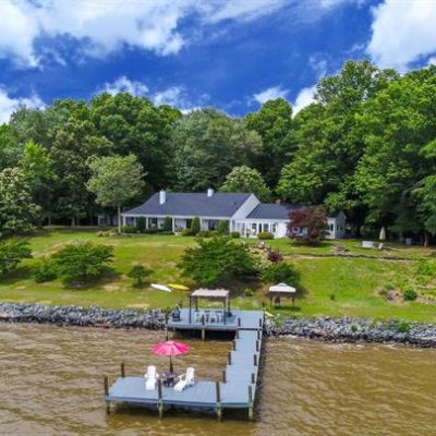 Luxury water front home. photo taken from water looking at home