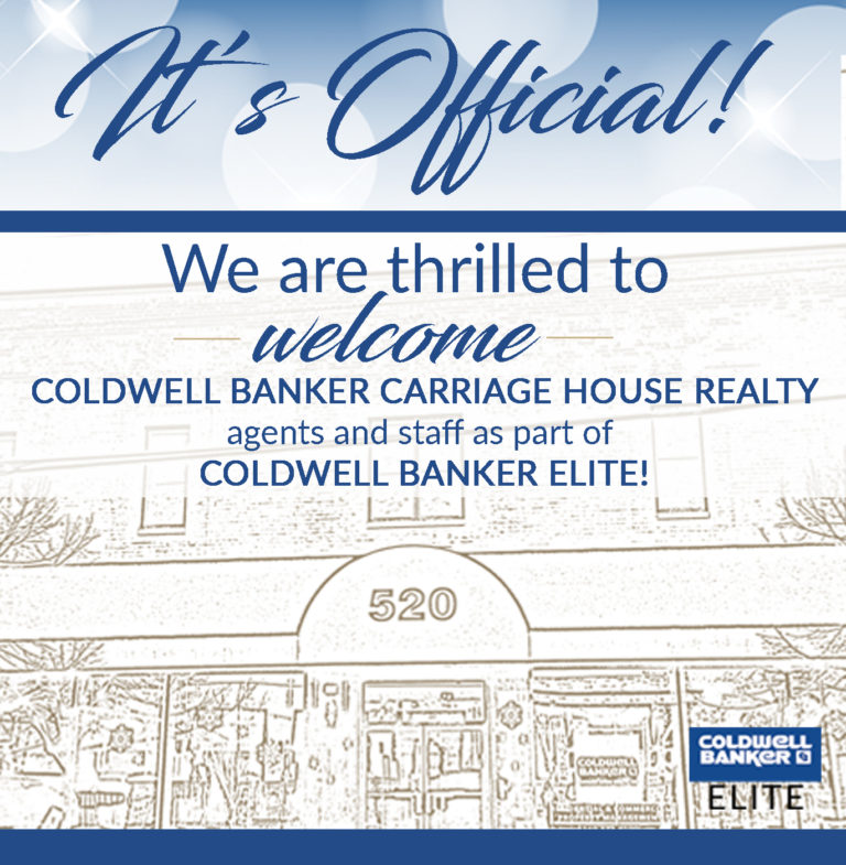 Flyer announcing acquisition of CB Carriage house by Coldwell Banker Elite